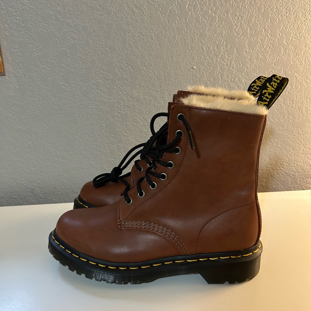 Brown Fur-Lined Dr Martens